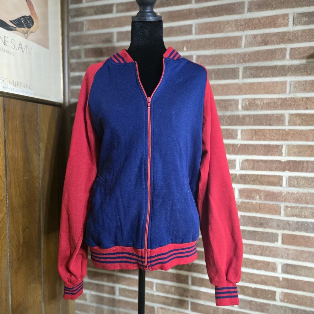 Vintage Andhurst Men's Blue Red Fleece Full Zip Sweatshirt